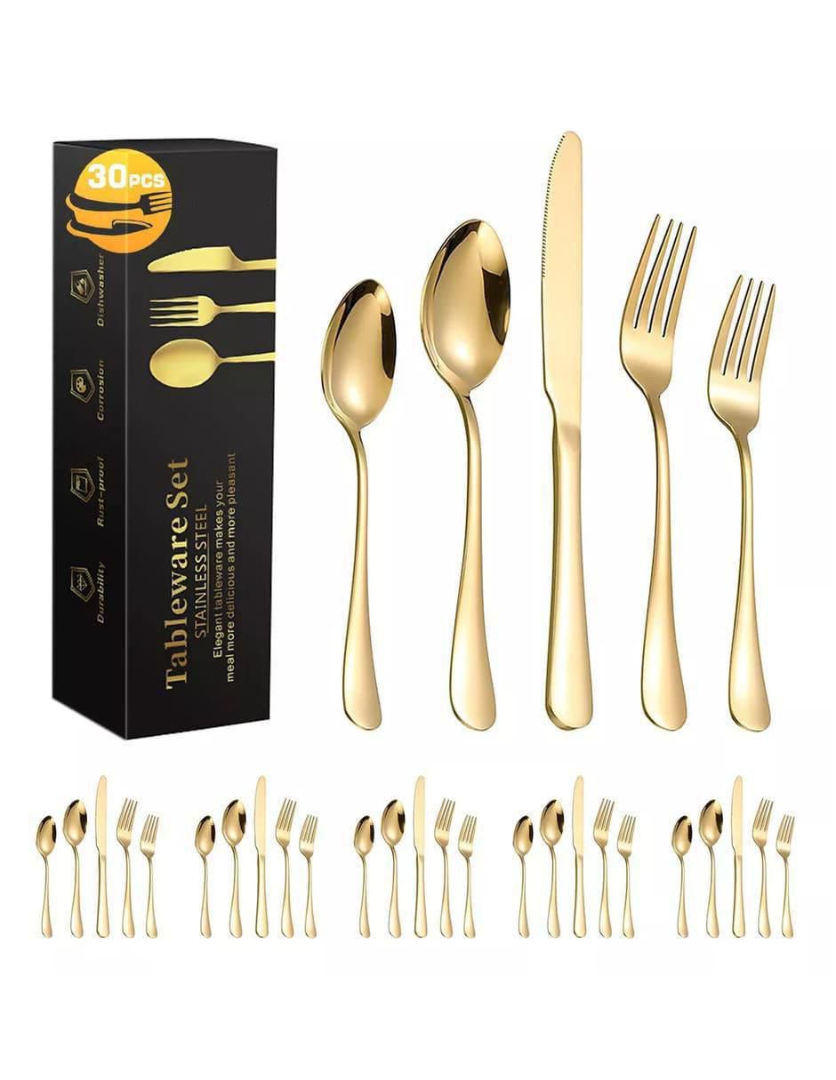 Set cubiertos de acero 30 piezas 2