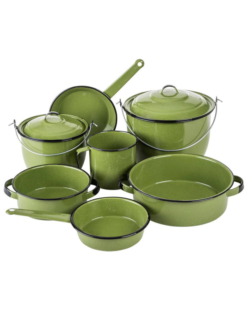 Batería de cocina Huasteca Optima de acero vitrificado antiadherente cerámica 9 piezas