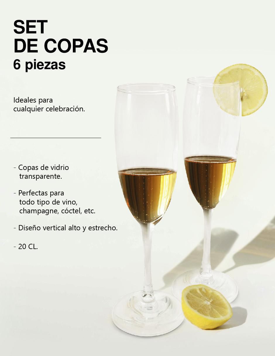 Set de copas para champán de vidrio 2