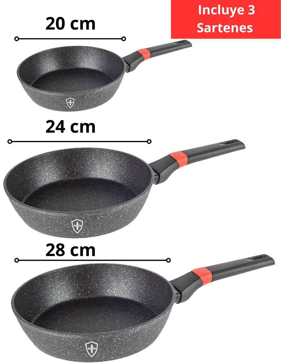 Set de sartenes Marmol de aluminio 3 piezas 8