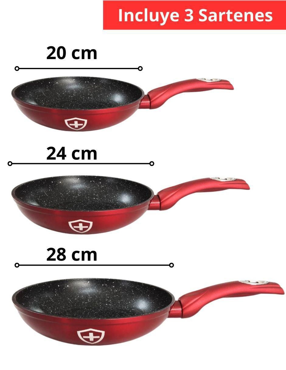 Set de sartenes de aluminio esmaltado 3 piezas 4