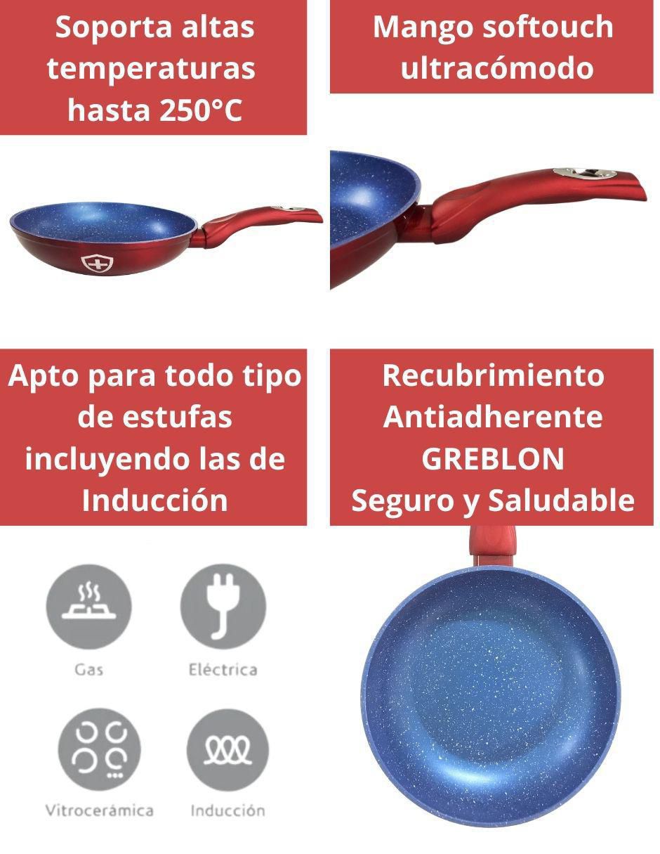 Set de sartenes Silver Blue Red de aluminio 3 piezas 4