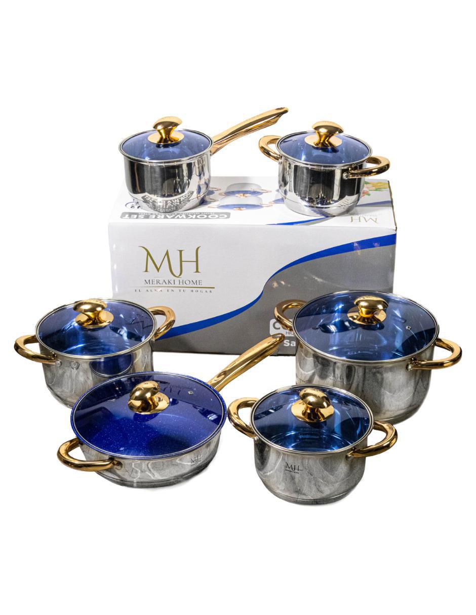 Batería de cocina Santorini de acero inoxidable antiadherente convencional 12 piezas 2