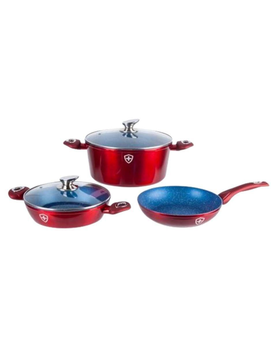 Batería de cocina de aluminio esmaltado antiadherente minerales naturales 5 piezas Batería de cocina de aluminio esmaltado antiadherente minerales naturales 5 piezas
