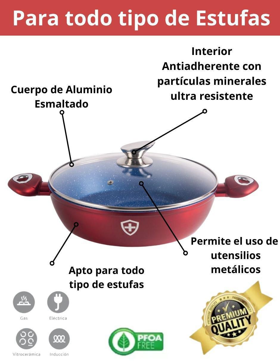 Batería de cocina de aluminio esmaltado antiadherente minerales naturales 5 piezas 3