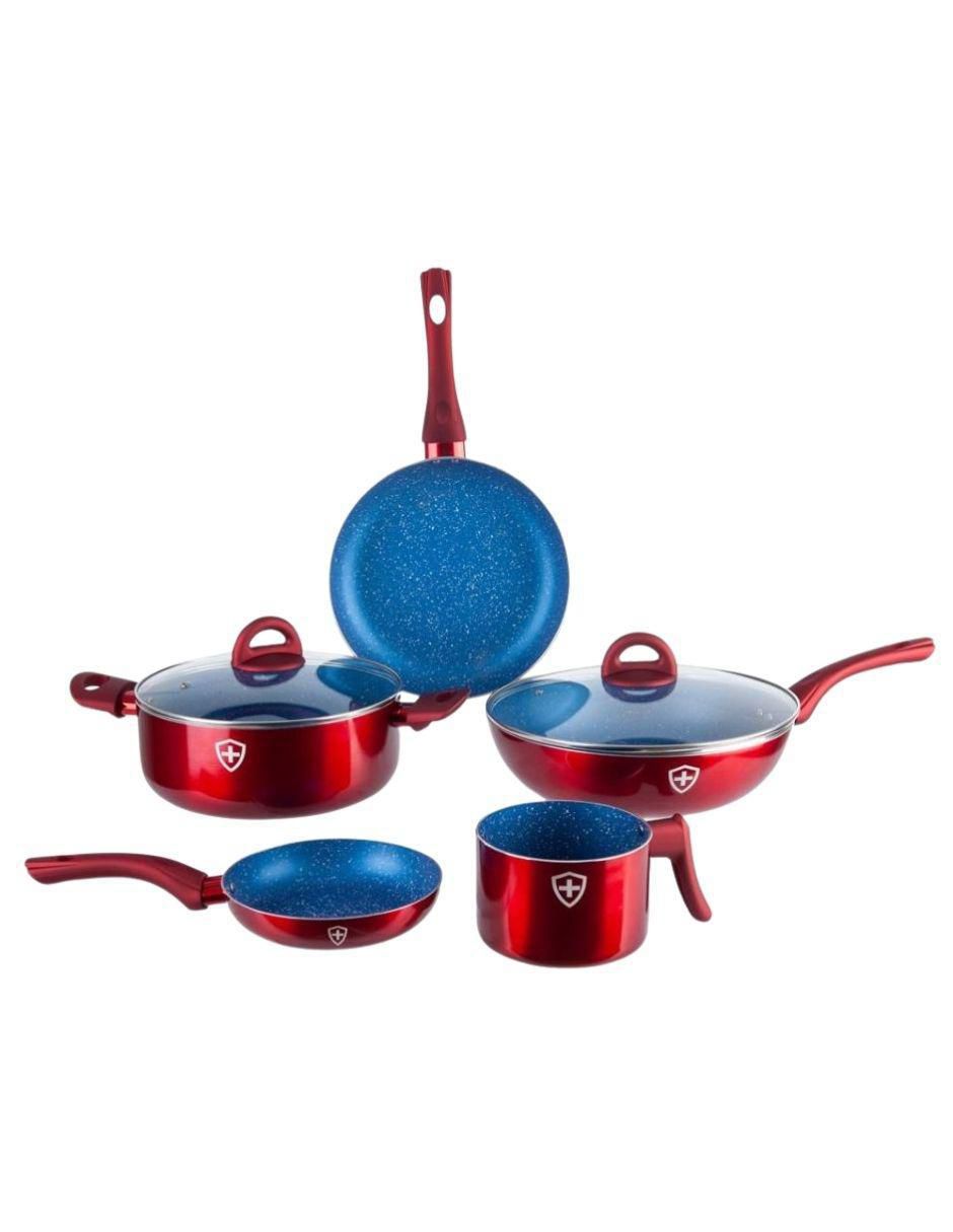 Batería de cocina de aluminio esmaltado antiadherente minerales naturales 7 piezas Batería de cocina de aluminio esmaltado antiadherente minerales naturales 7 piezas