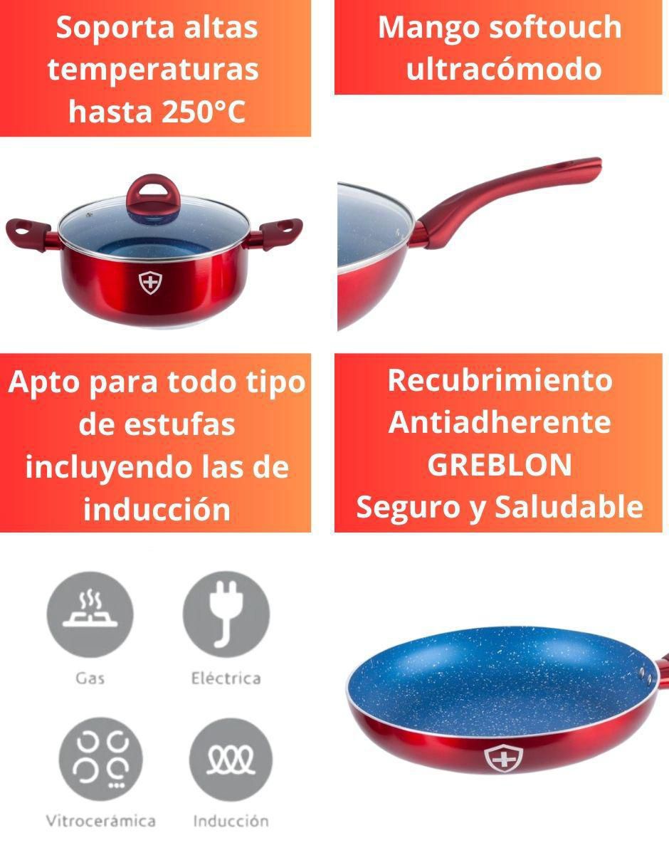 Batería de cocina de aluminio esmaltado antiadherente minerales naturales 7 piezas 2