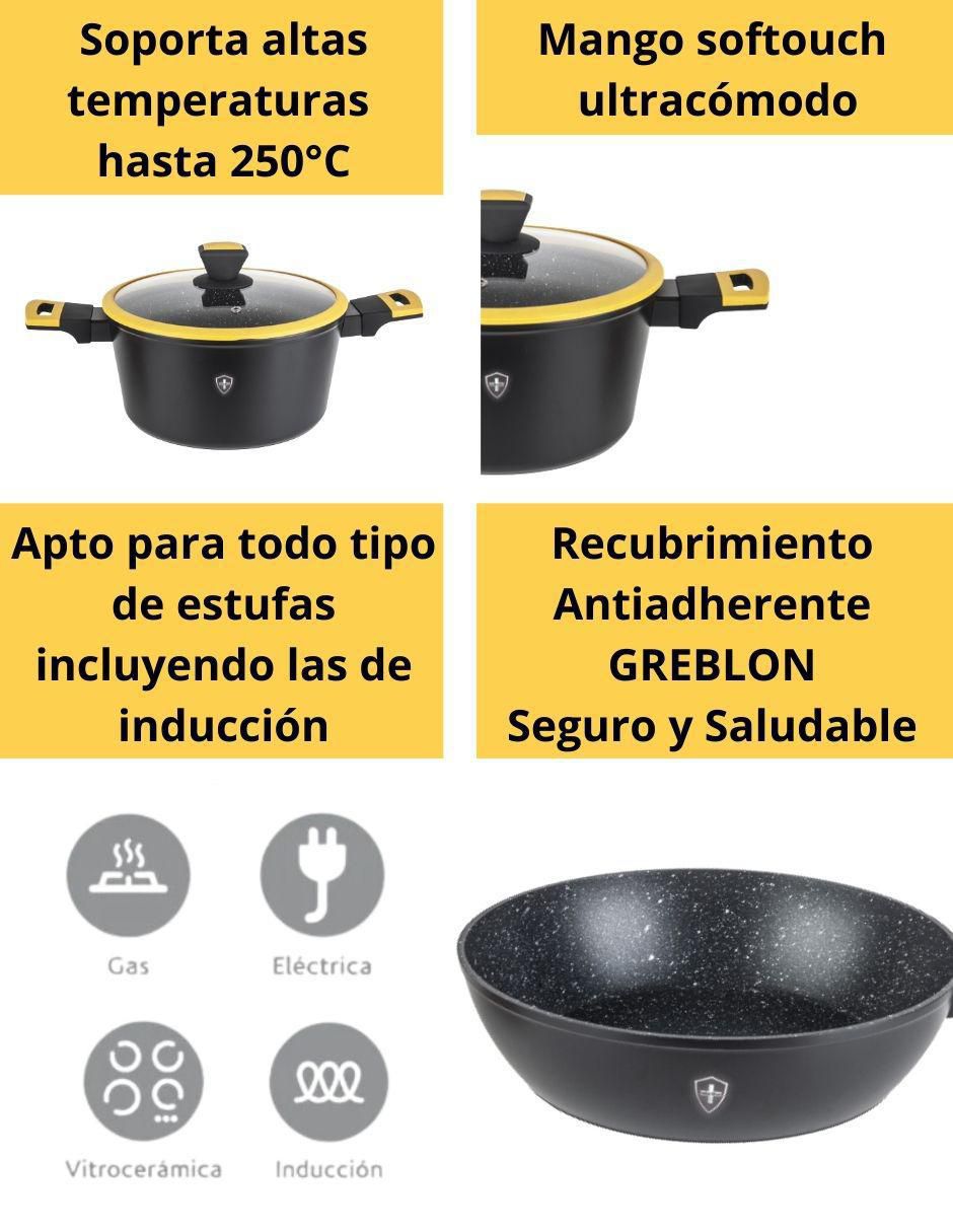 Batería de cocina de aluminio antiadherente minerales naturales 10 piezas 8
