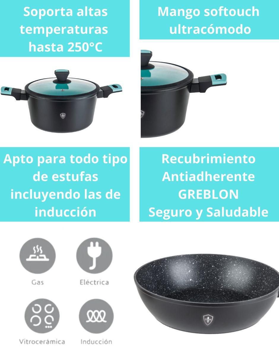 Batería de cocina de aluminio antiadherente minerales naturales 10 piezas 3