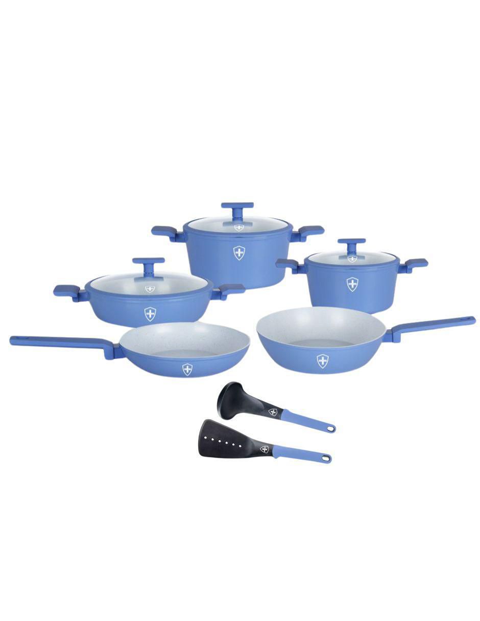 Batería de cocina de aluminio antiadherente minerales naturales 10 piezas