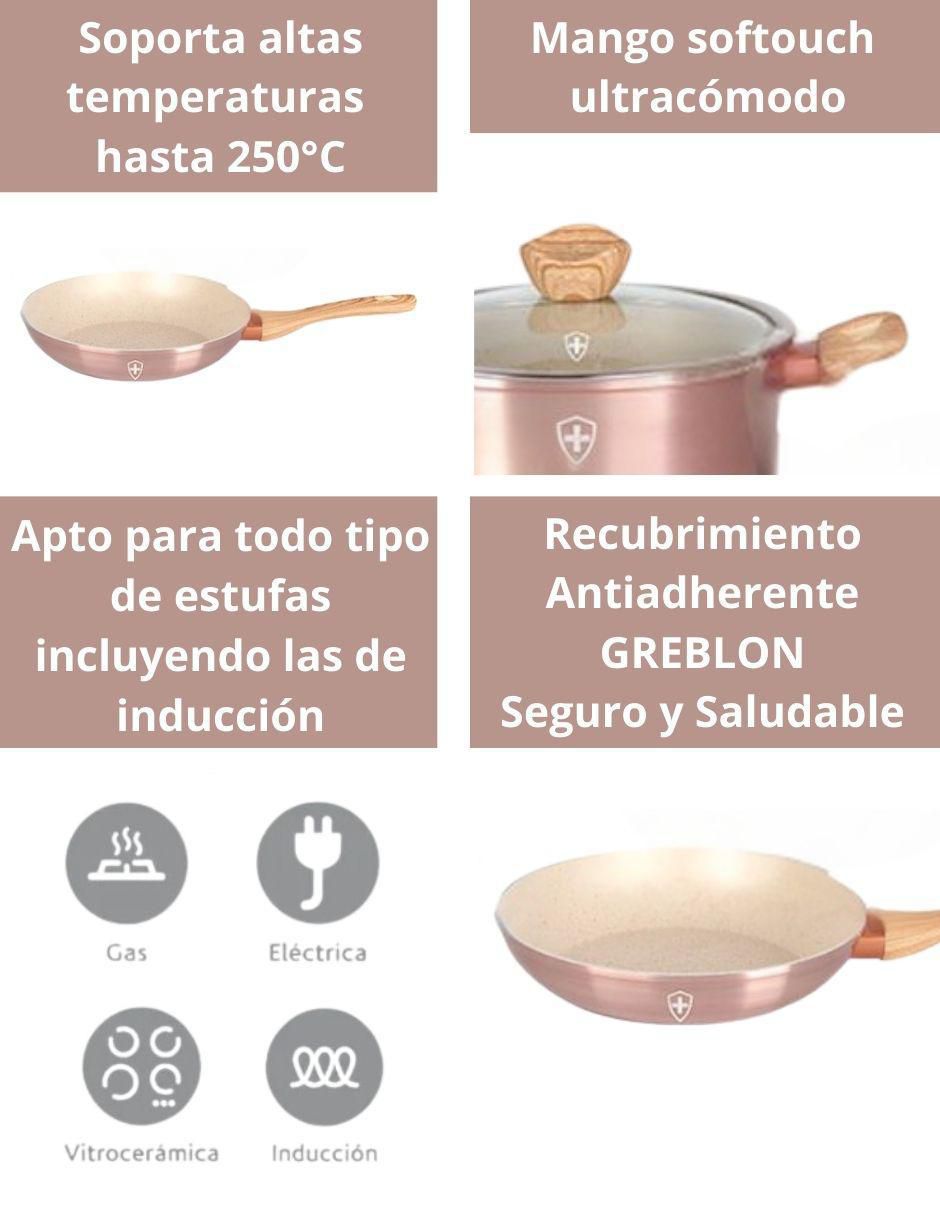 Batería de cocina de aluminio antiadherente minerales naturales 10 piezas 3