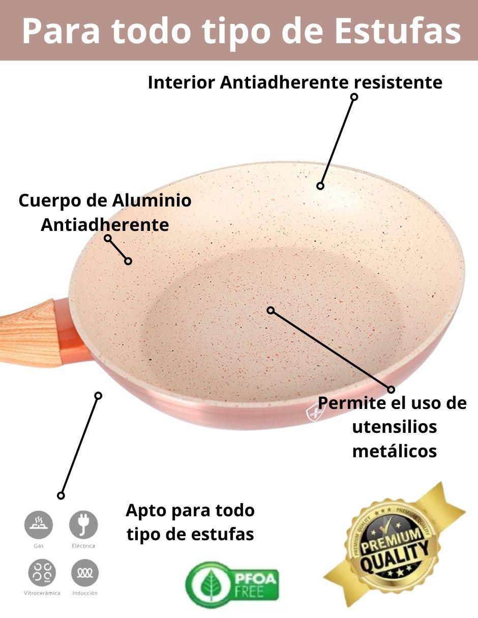 Batería de cocina de aluminio antiadherente minerales naturales 10 piezas 4
