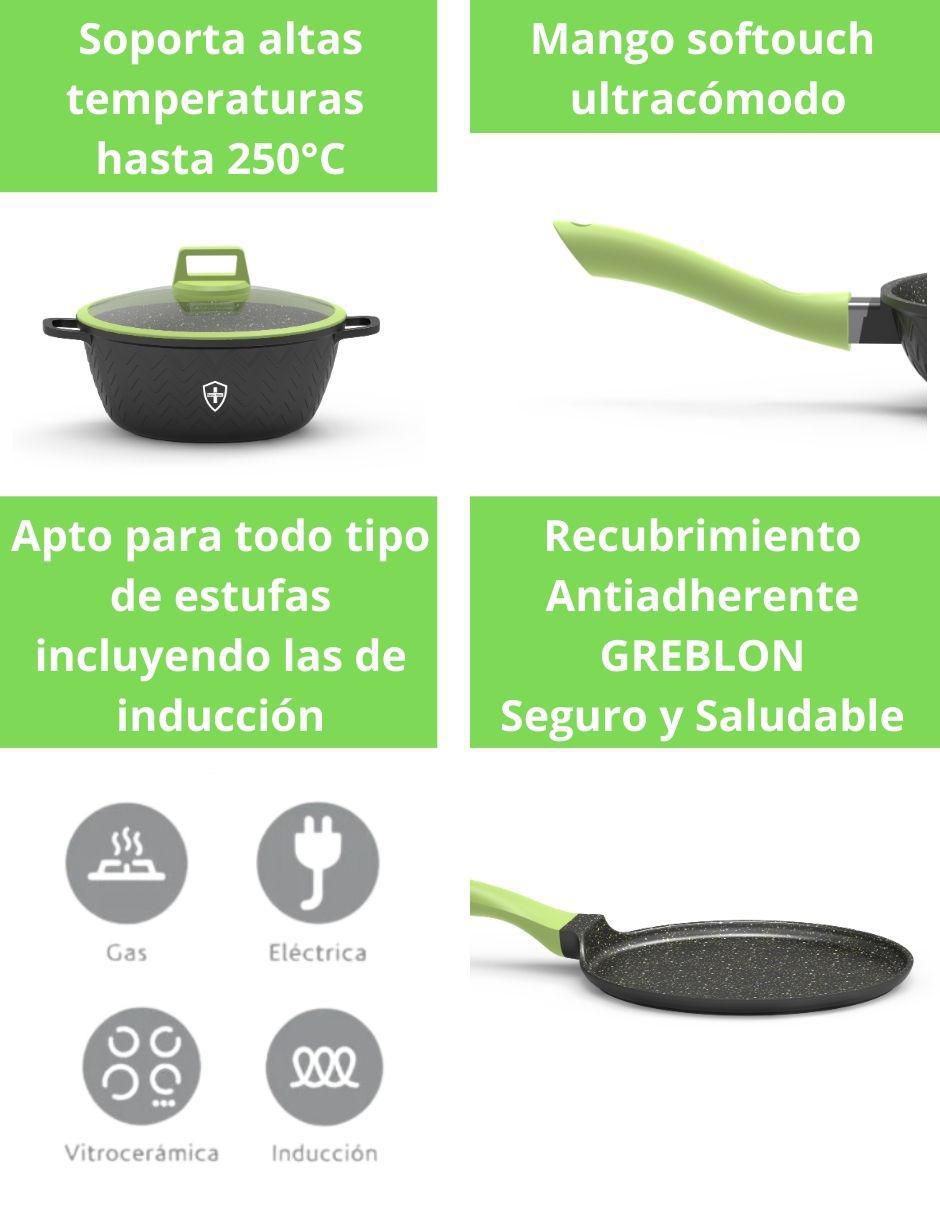 Batería de cocina de aluminio fundido antiadherente minerales naturales 11 piezas 8