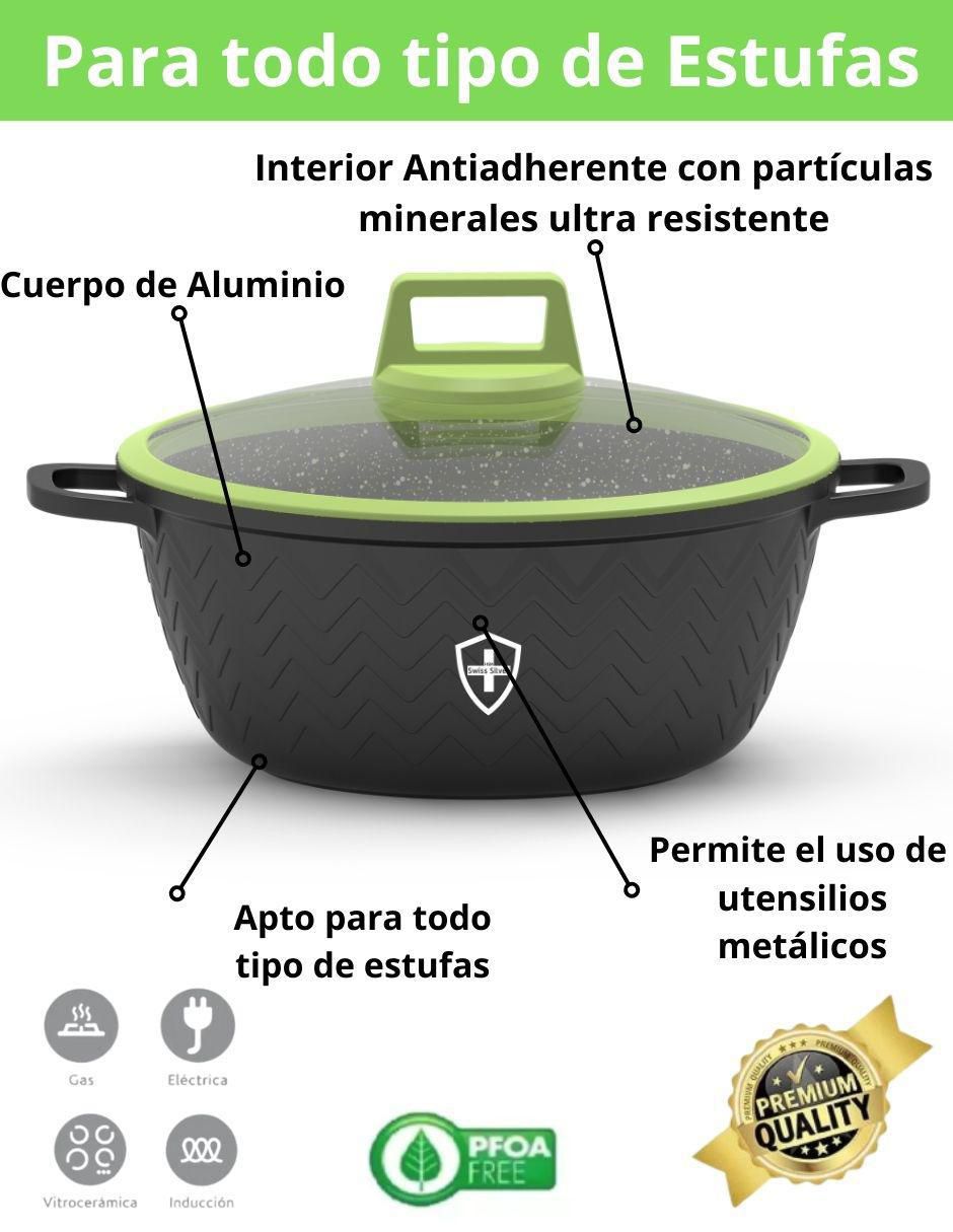 Batería de cocina de aluminio fundido antiadherente minerales naturales 11 piezas 9