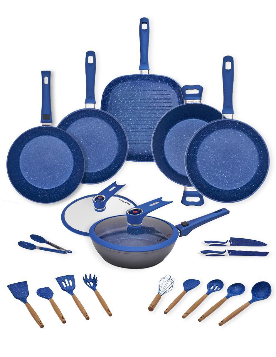 Batería de cocina Family Deluxe de acero inoxidable antiadherente convencional 20 piezas Batería de cocina Family Deluxe de acero inoxidable antiadherente convencional 20 piezas