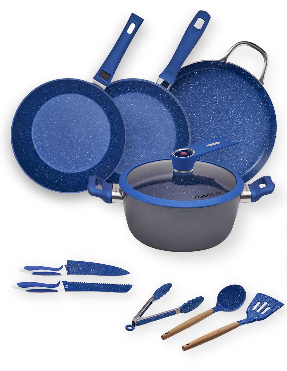 Batería de cocina Master Deluxe de acero inoxidable antiadherente convencional 10 piezas