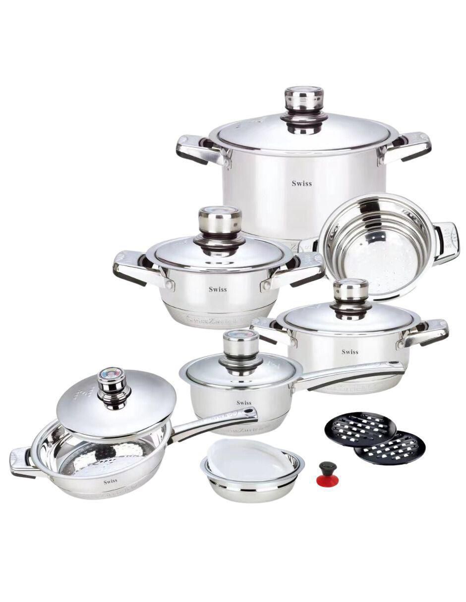 Batería de cocina de acero inoxidable 16 piezas 12