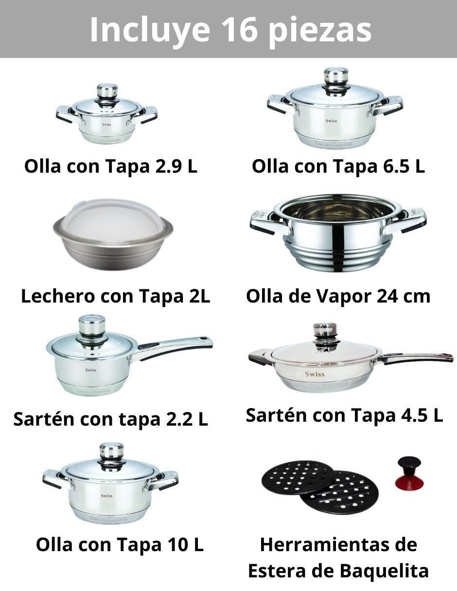 Batería de cocina de acero inoxidable 16 piezas 16