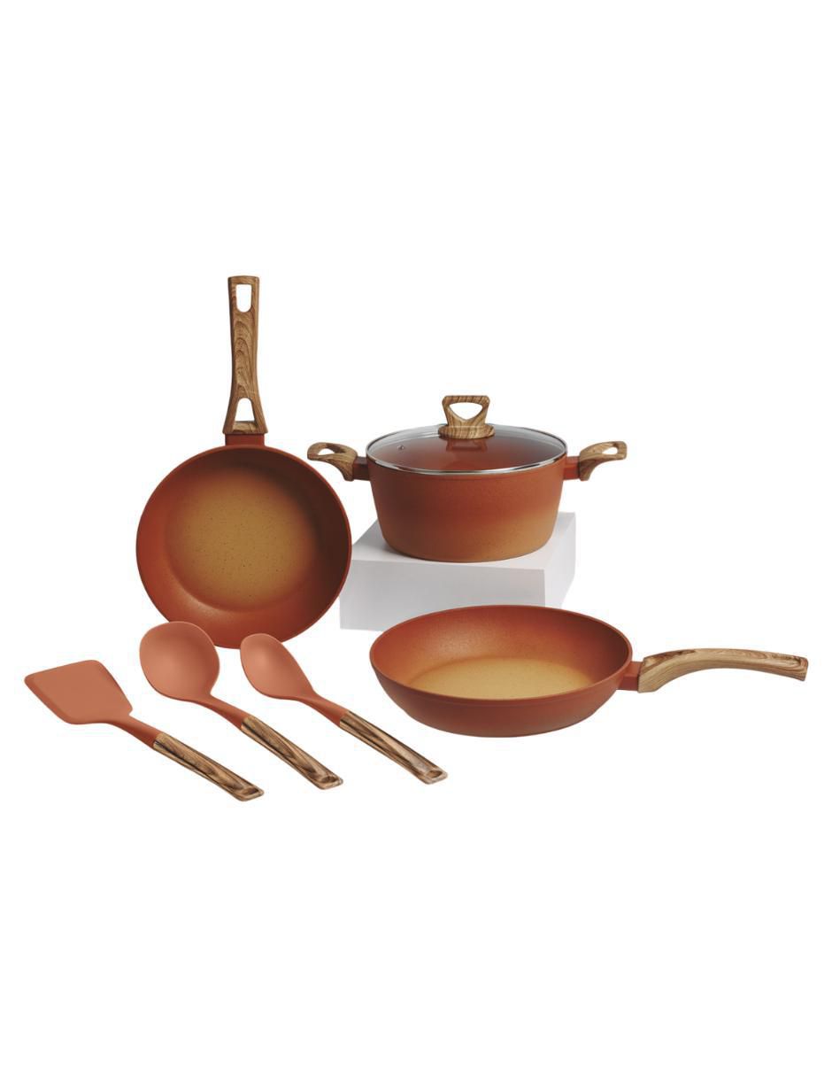 Batería de cocina Terracook de aluminio anodizado antiadherente cerámica 7 piezas