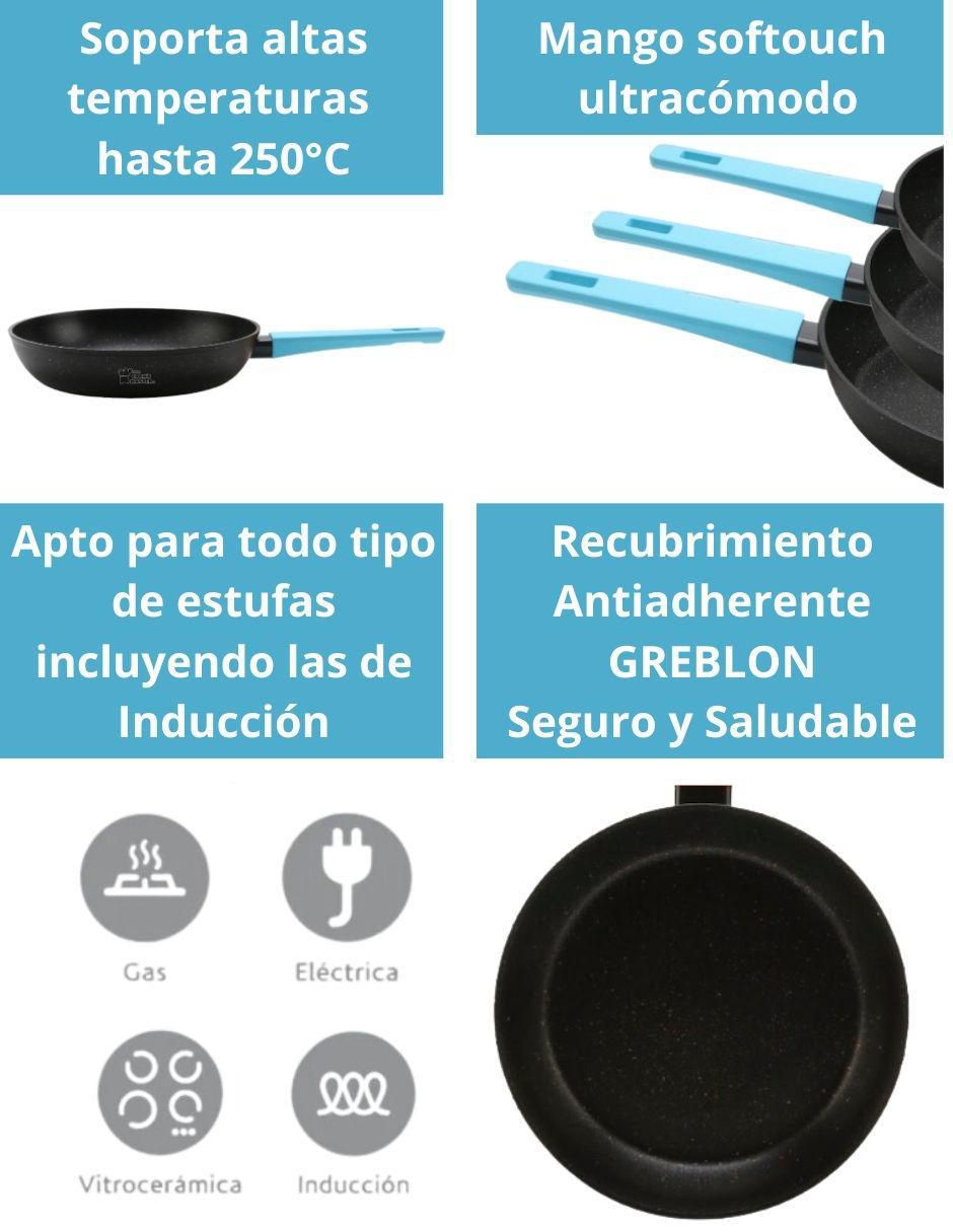 Set de sartenes Greblon de aluminio 3 piezas 5