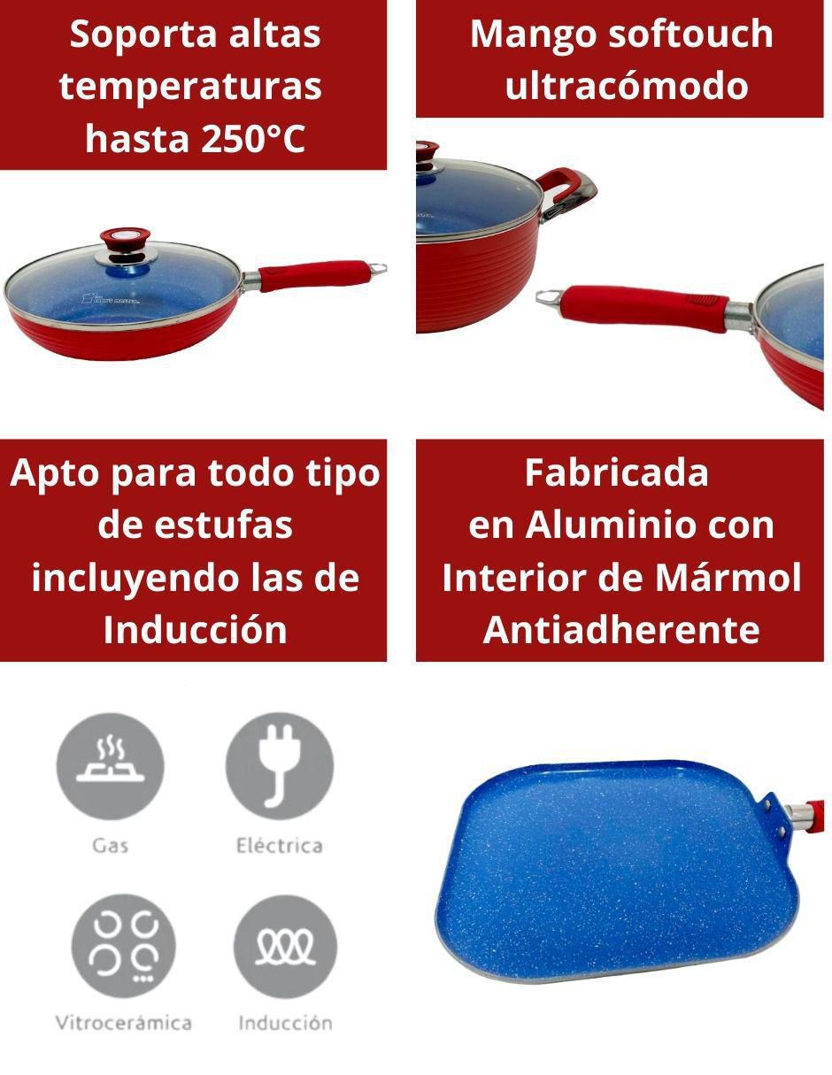 Batería de cocina de aluminio antiadherente minerales naturales 15 piezas 8