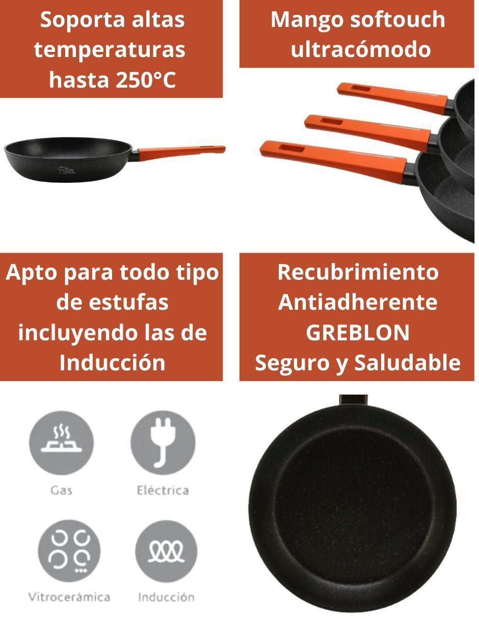 Set de sartenes Greblon de aluminio 3 piezas 5