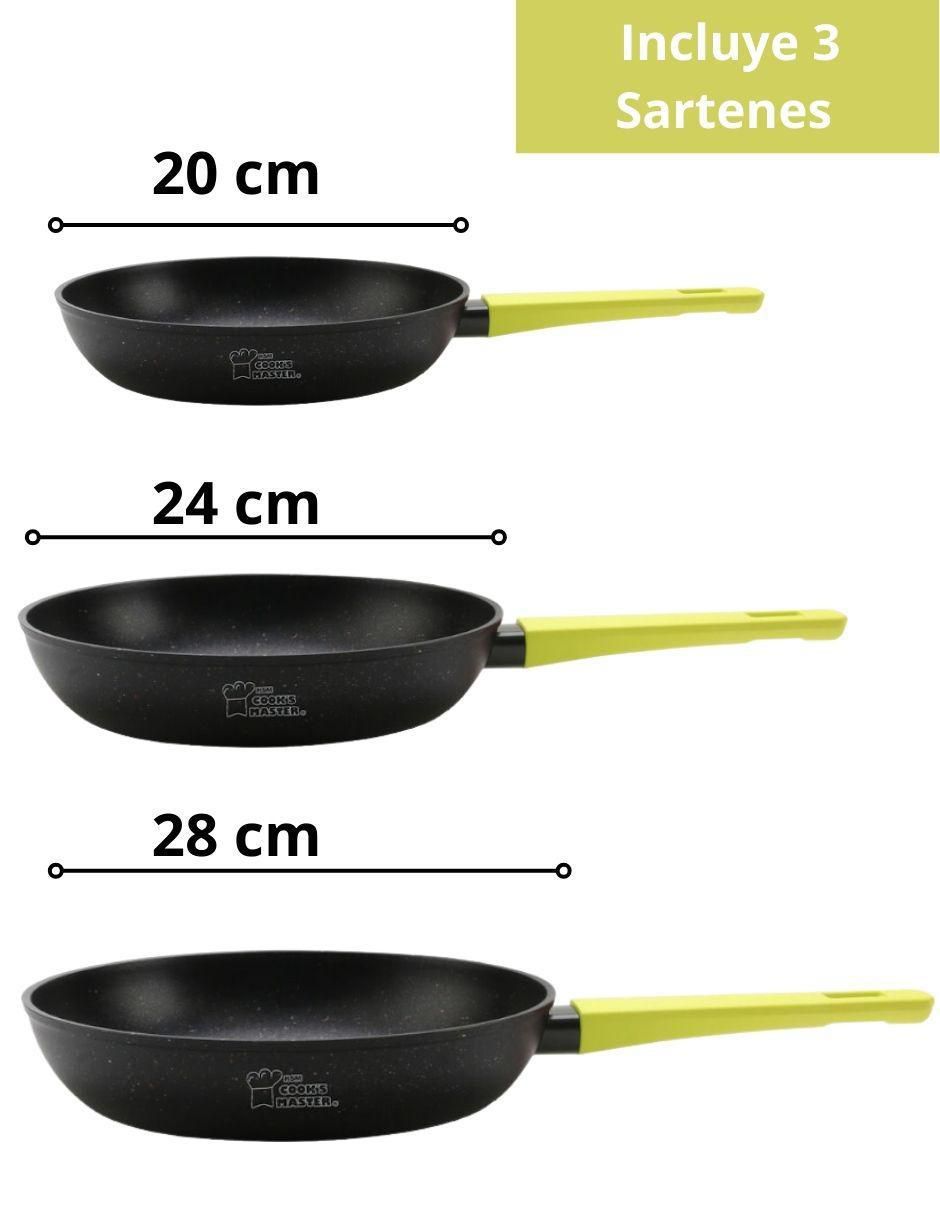 Set de sartenes Greblon de aluminio 3 piezas 8