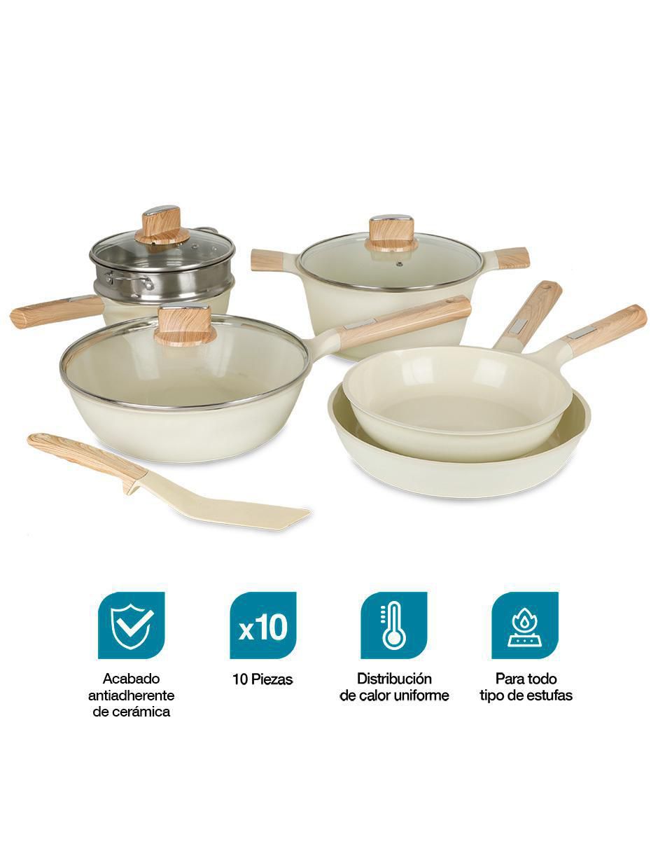 Batería de cocina Cairo de cerámica antiadherente cerámica 10 piezas 2