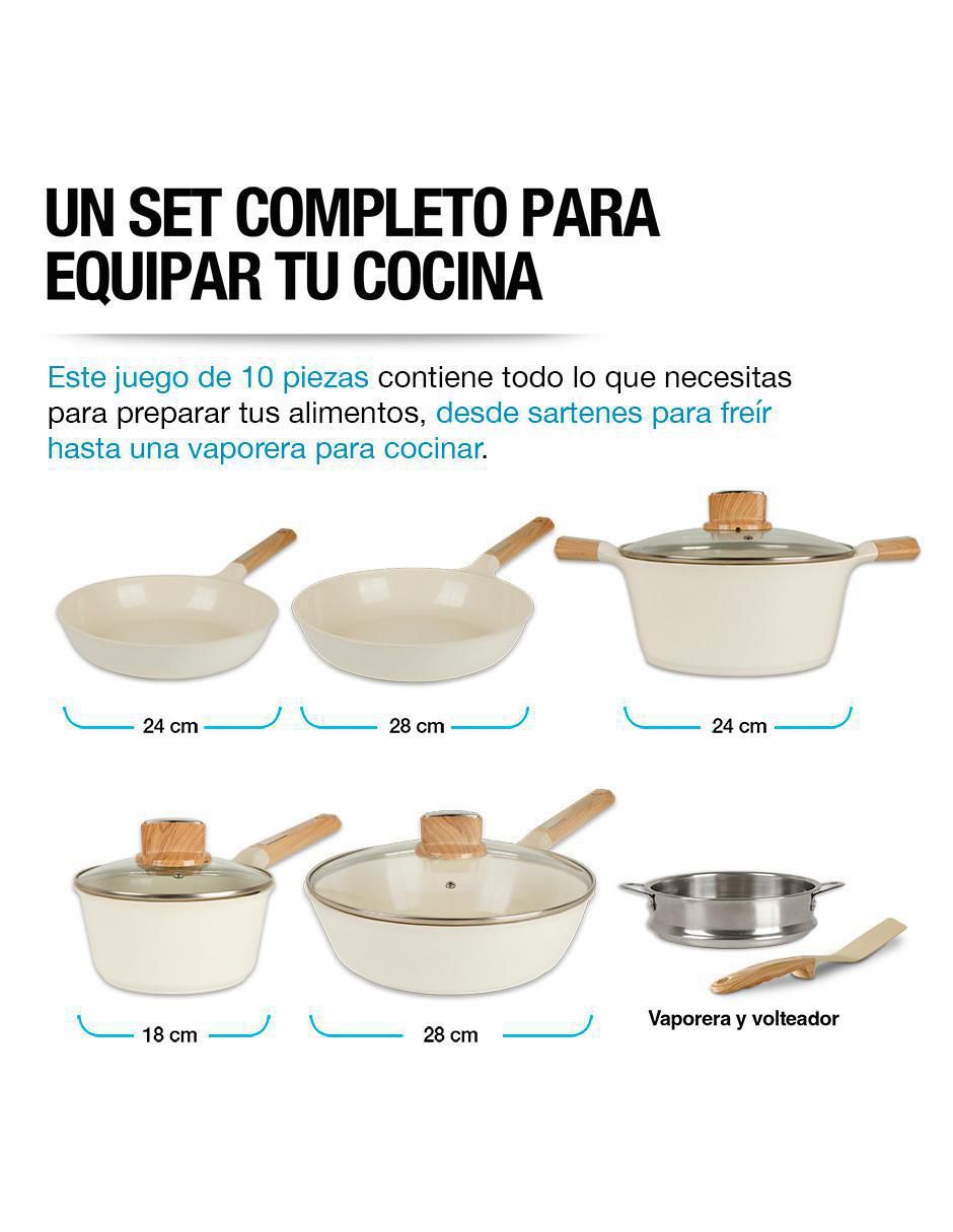 Batería de cocina Cairo de cerámica antiadherente cerámica 10 piezas 4