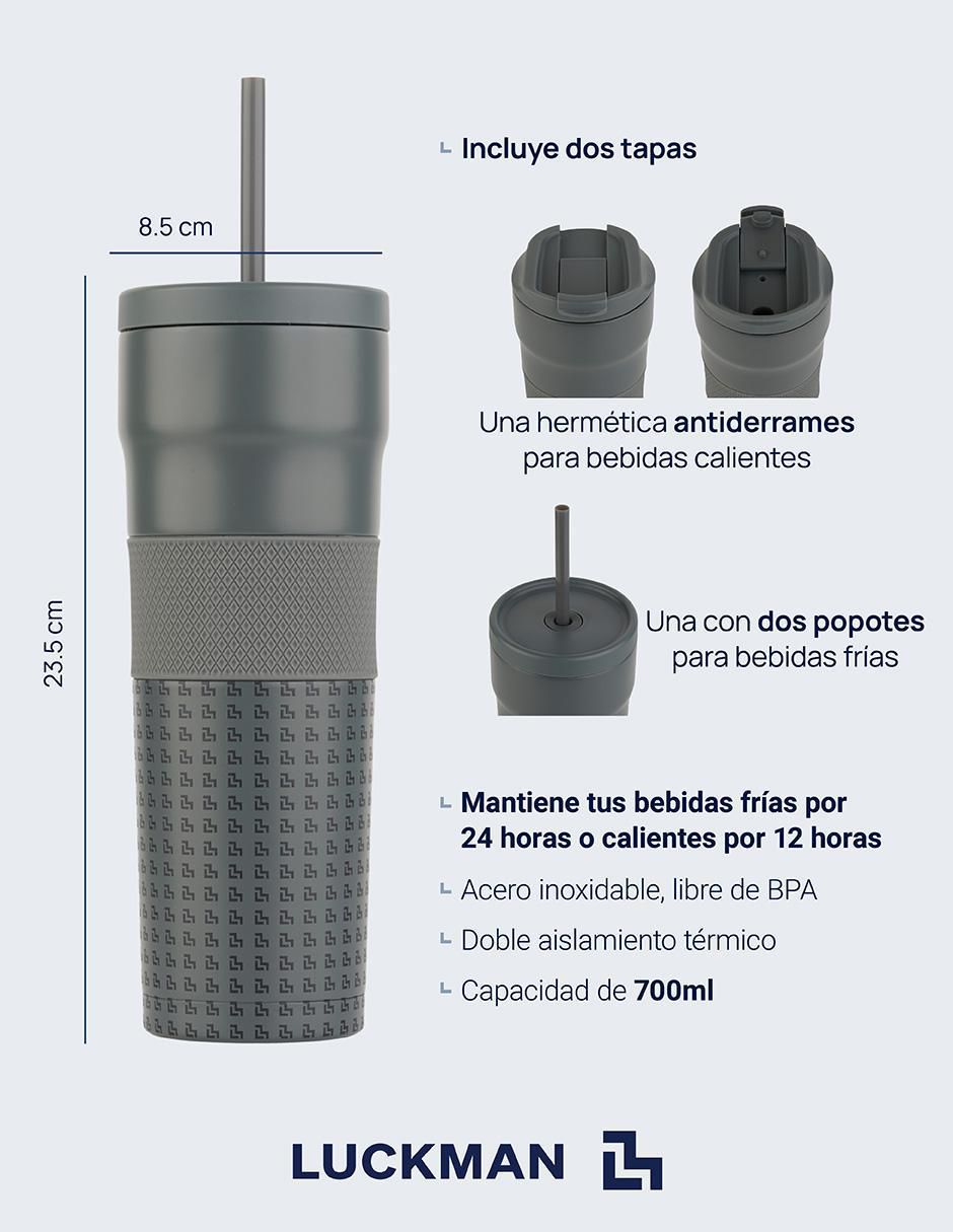 Termo Luckman de acero inoxidable Alfie con tapa rosca 700 ml