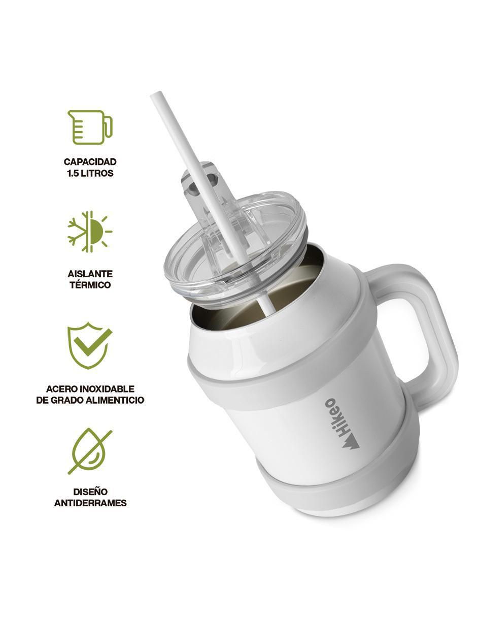 Termo doble pared de acero inoxidable con tapa a presión 1.5 L 2