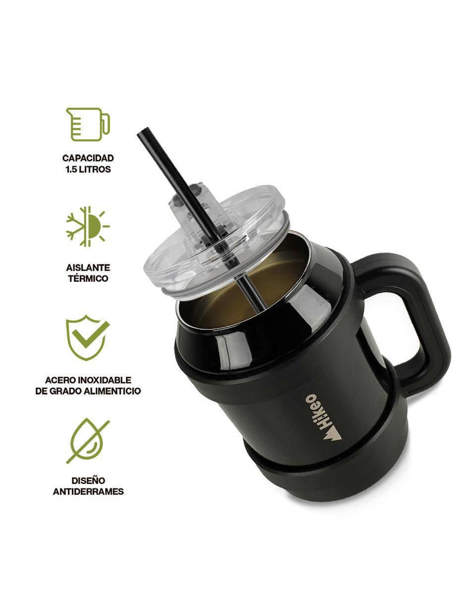 Termo doble pared 1 pieza Hikeo de acero inoxidable extra grande con tapa a presión 1.5 l
