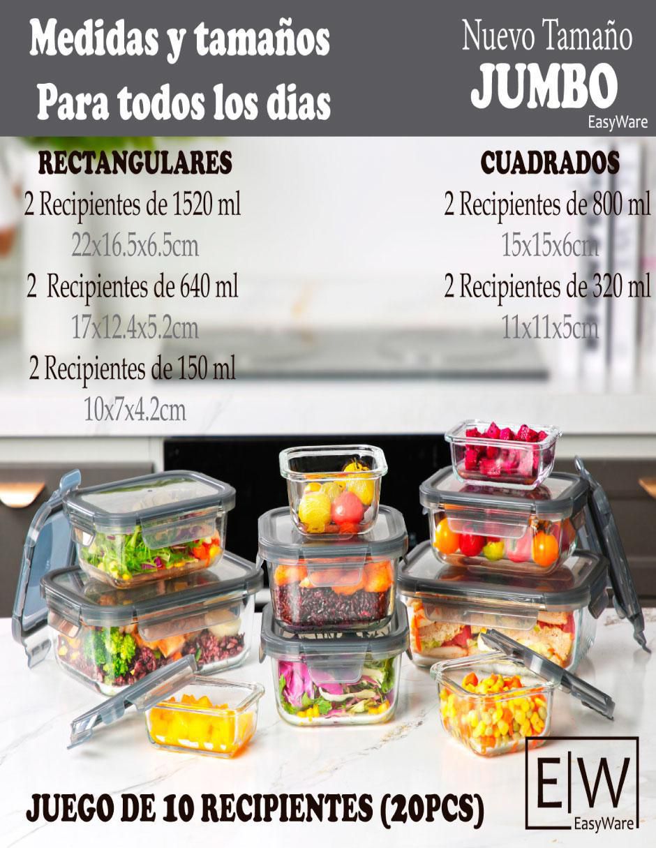Set contenedores Jumbo de vidrio 10 piezas 3