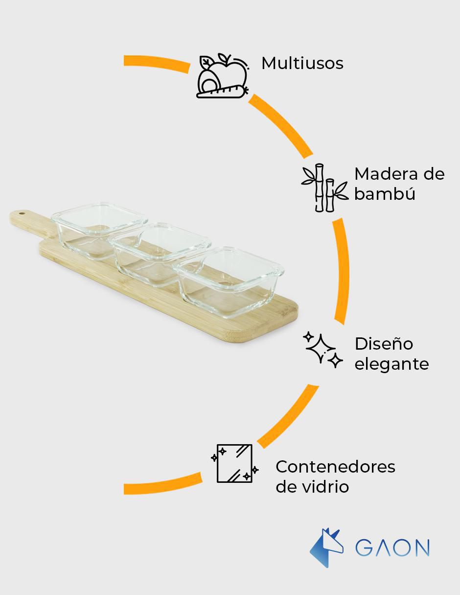 Botanero de Bambú con 3 divisiones 6