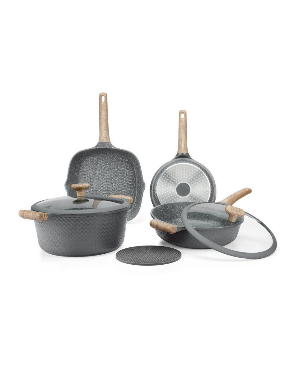 Batería de cocina Alugrey de aluminio fundido antiadherente combinado 7 piezas