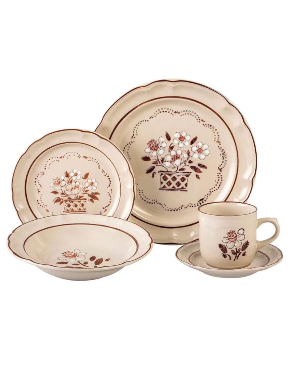 Vajilla cerrada flor de otoño de porcelana para 6 personas