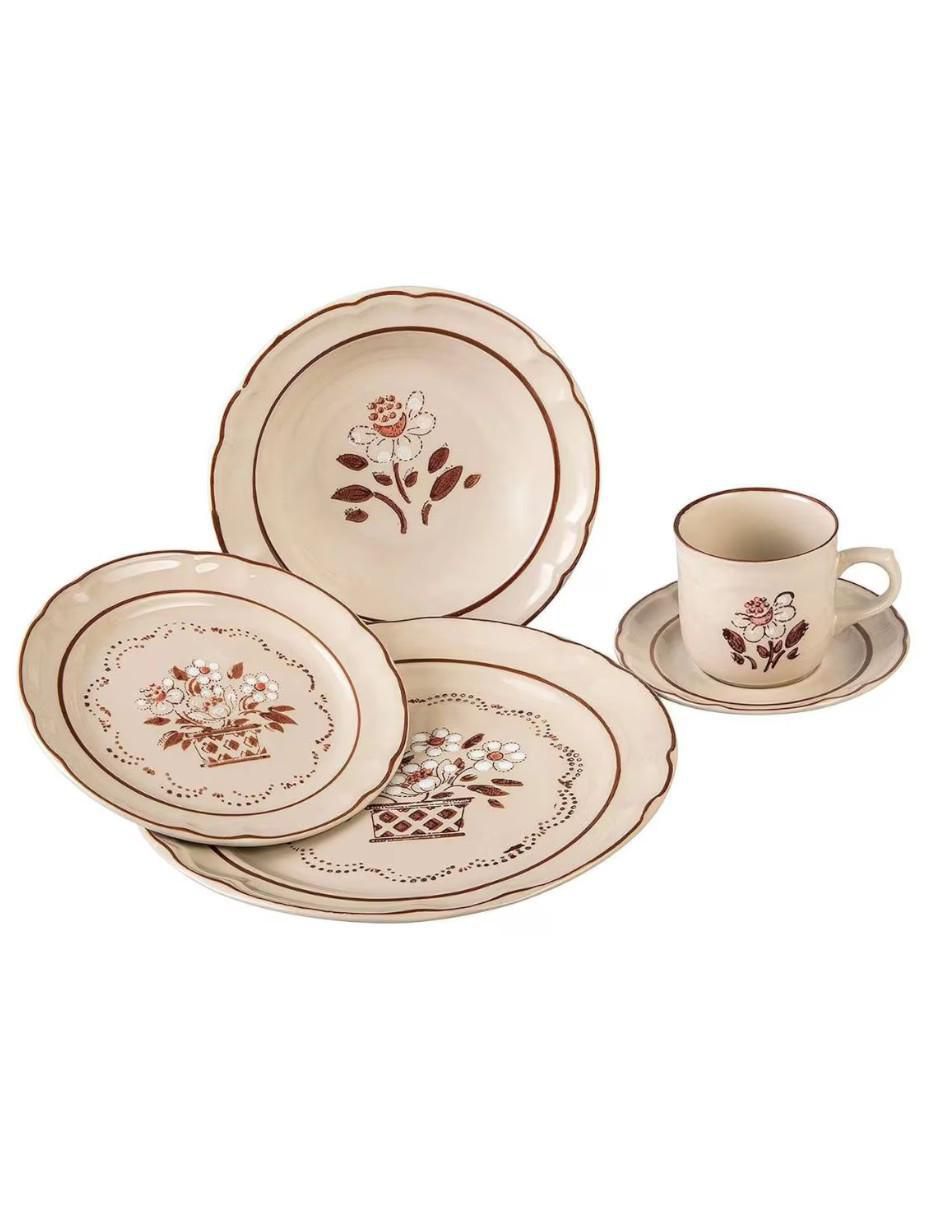Vajilla cerrada flor de otoño de porcelana para 6 personas 2