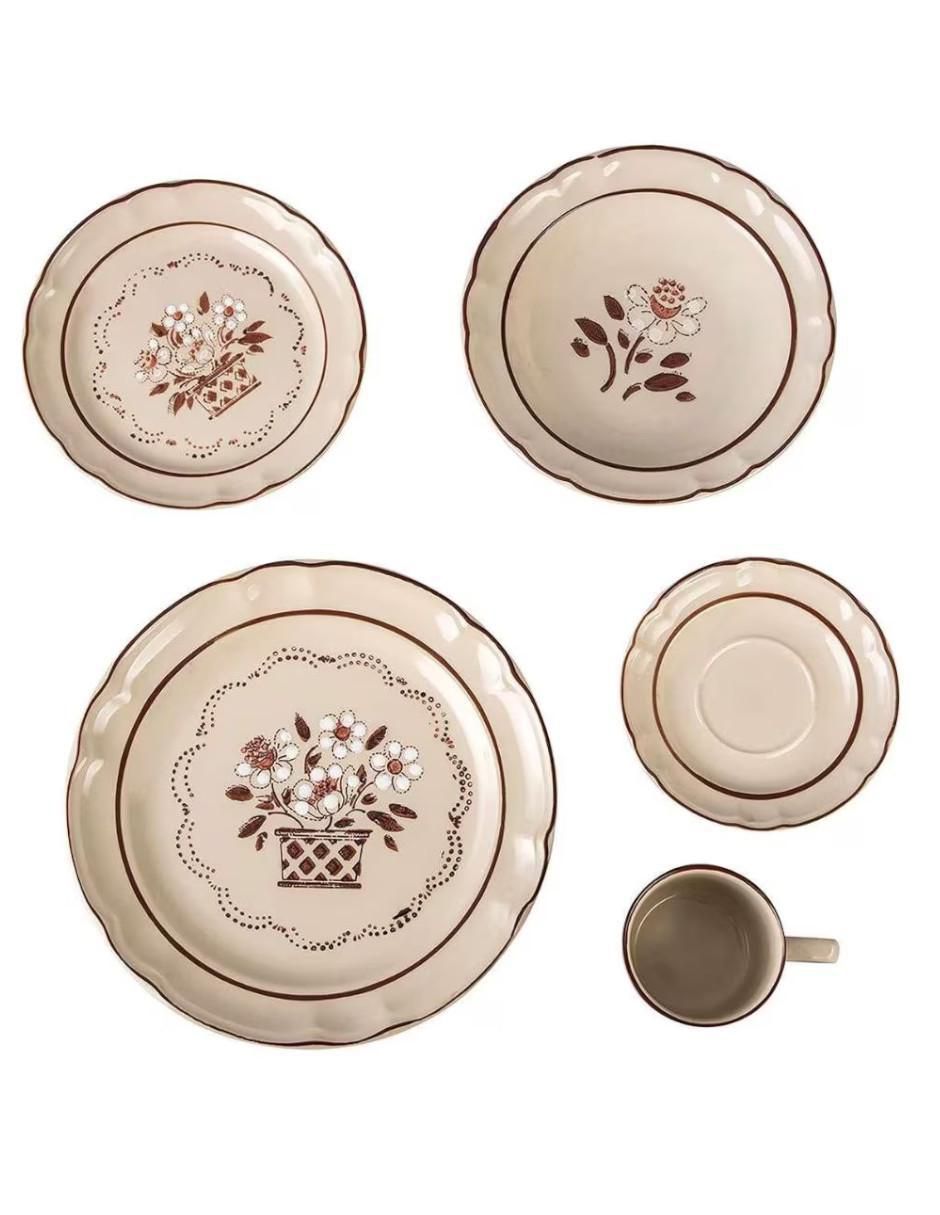 Vajilla cerrada flor de otoño de porcelana para 6 personas 3