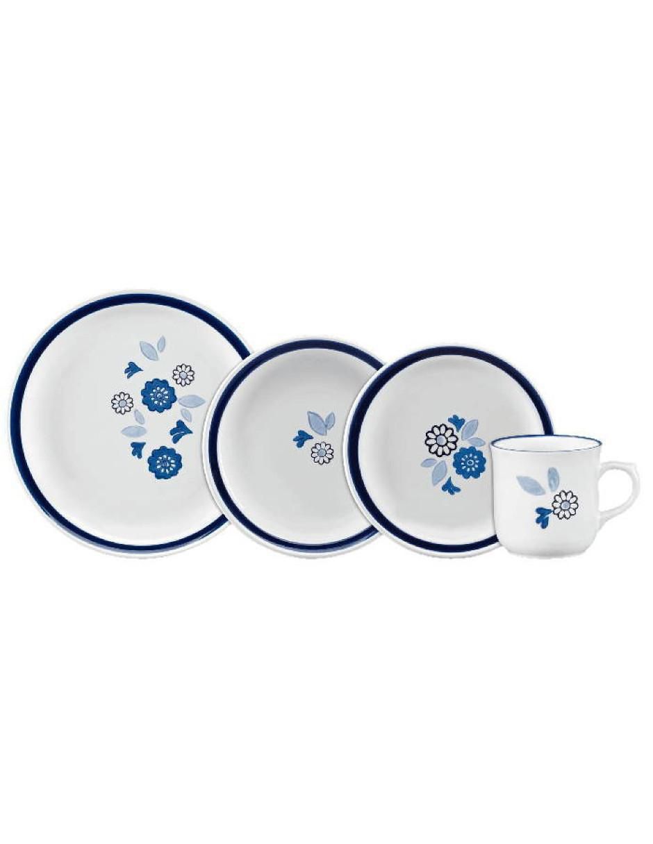 Vajilla cerrada Blue de porcelana para 4 personas