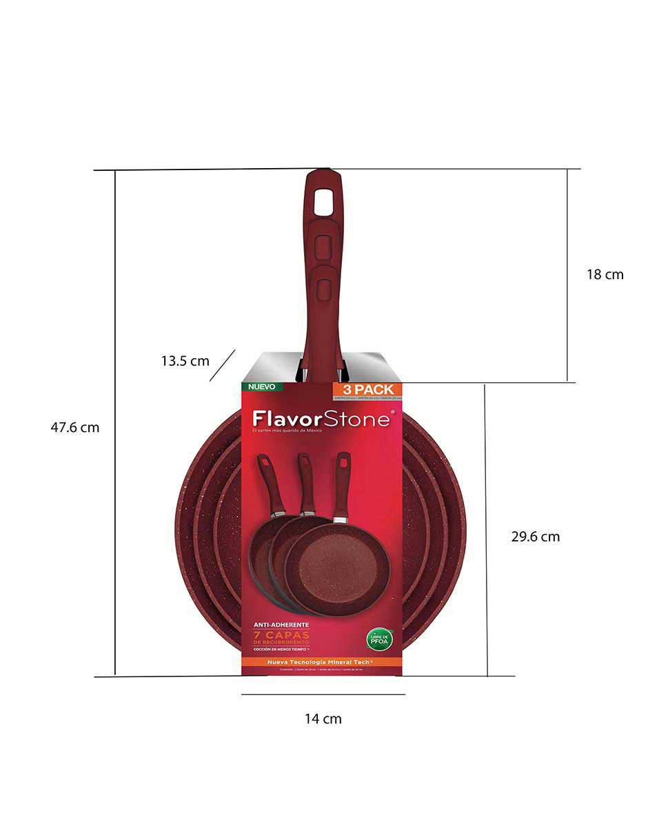 Set de sartenes flavor stone flavorstone 3 pan set "de" acero inoxidable