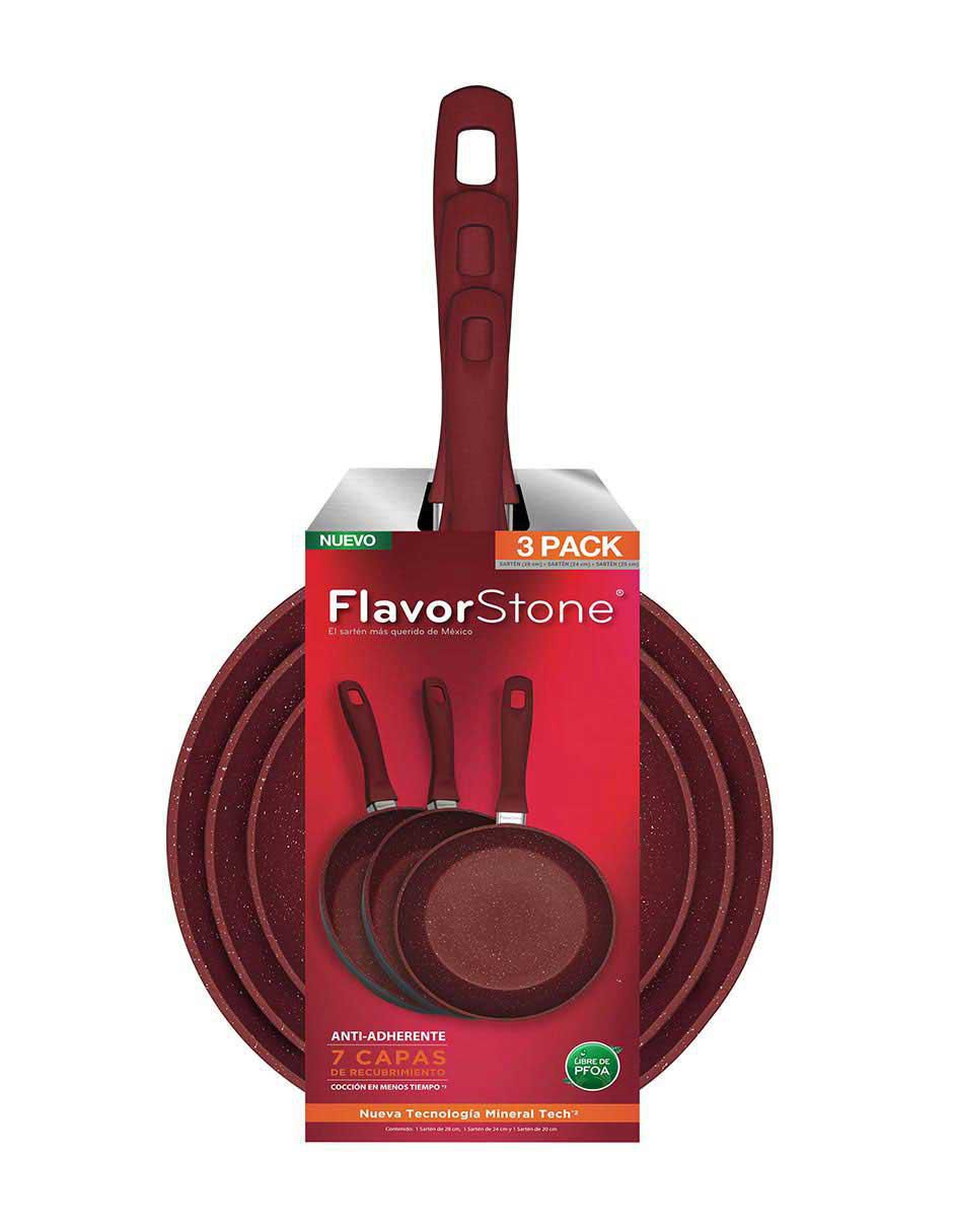 Set de sartenes flavor stone flavorstone 3 pan set "de" acero inoxidable