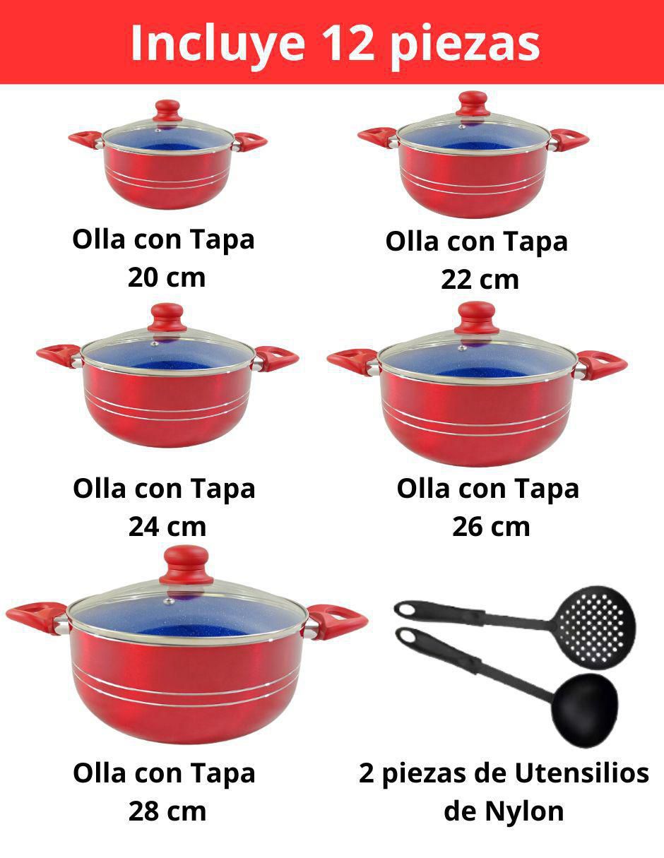 Batería de cocina de aluminio antiadherente minerales naturales 12 piezas 2