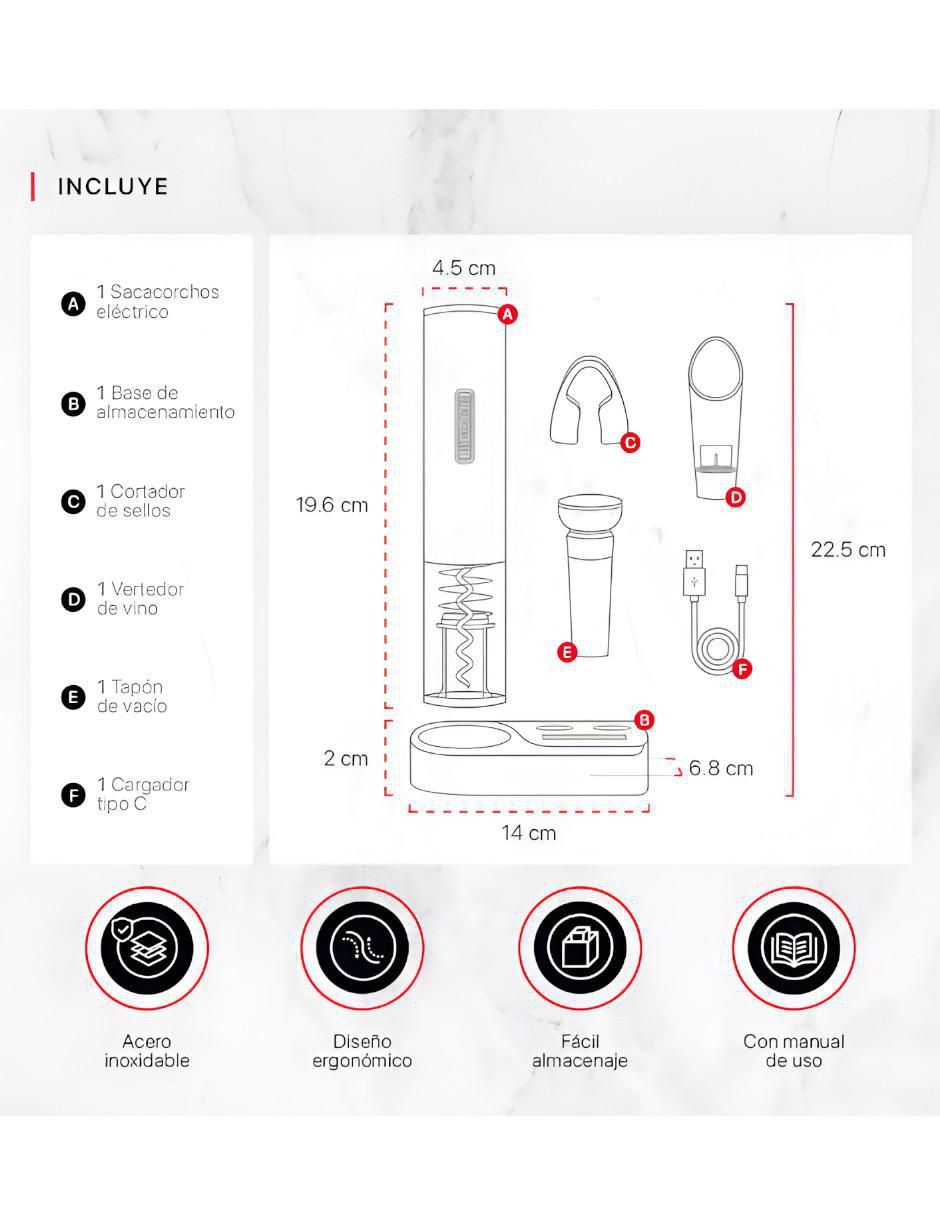 Sacacorchos eléctrico Koala de acero 5