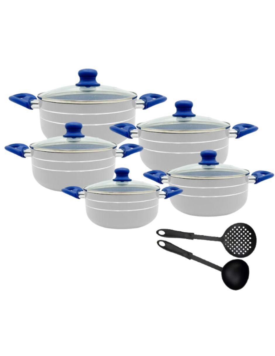 Batería de cocina de aluminio antiadherente minerales naturales 12 piezas 1