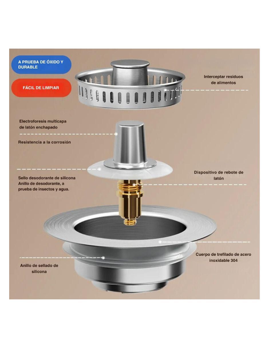 Coladera para tarja de acero inoxidable HT-TARJA-ACERO 6