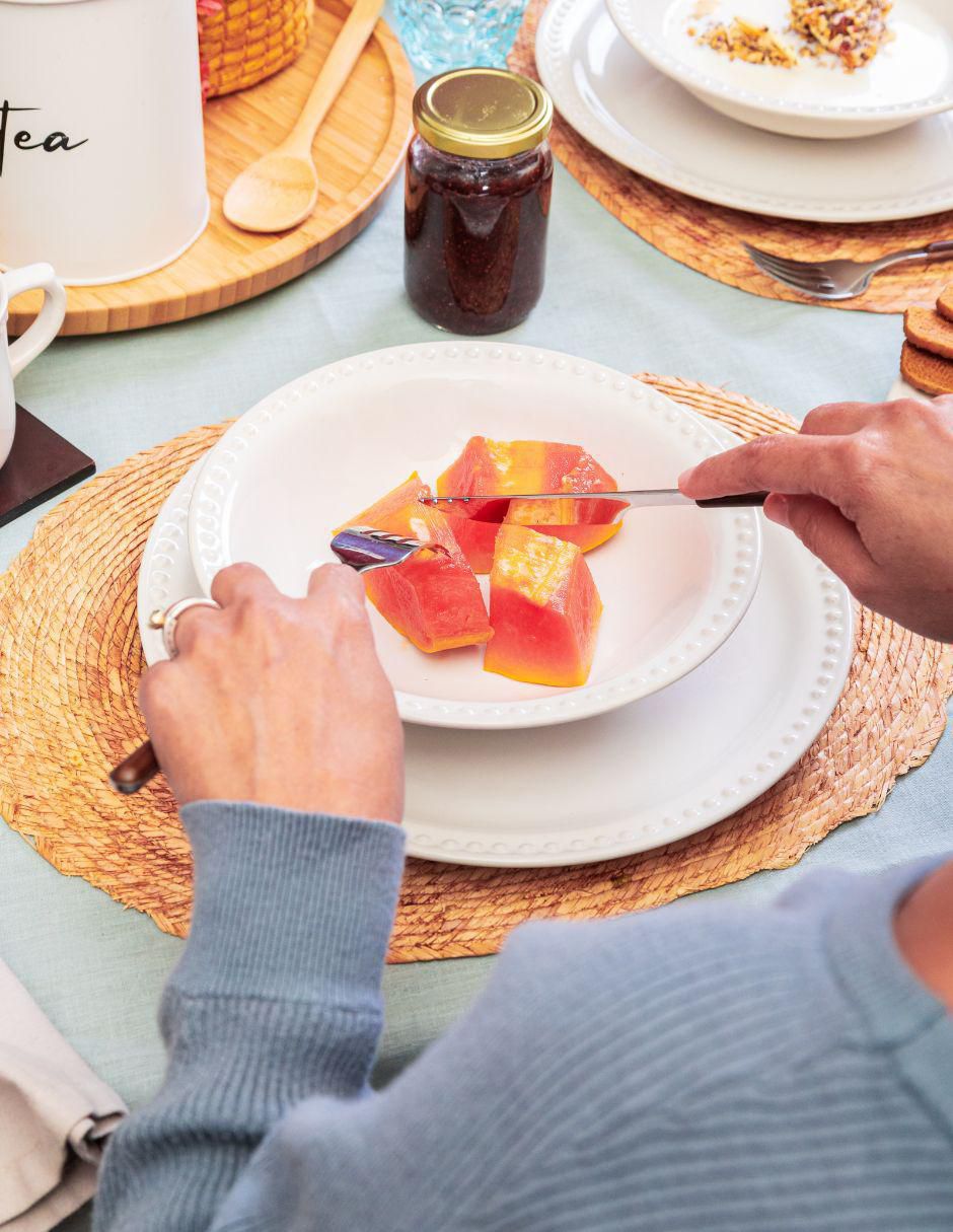 Vajilla cerrada mauve de porcelana para 6 personas 7
