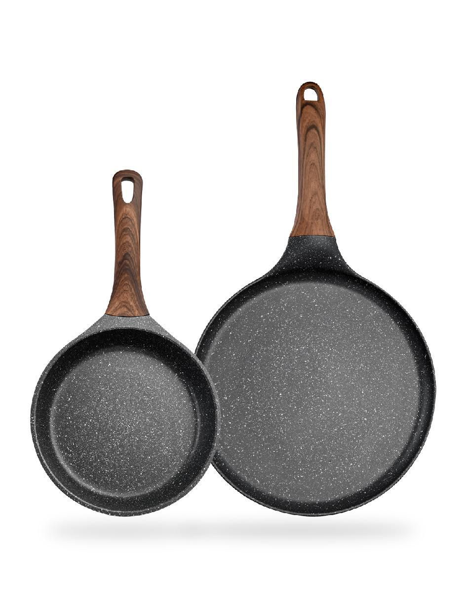 Set de sartenes Marble Black Pro de aluminio fundido 2 piezas