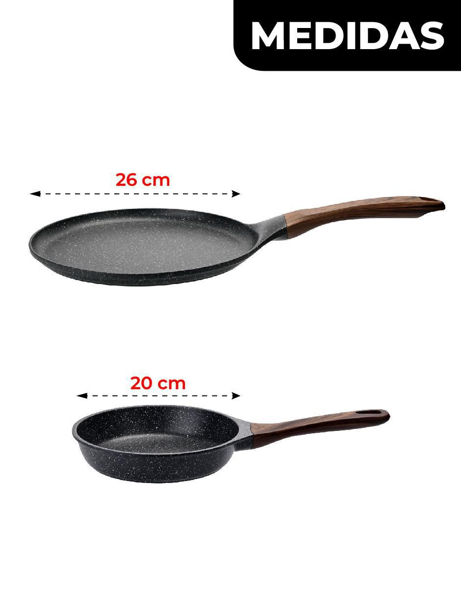 Set de sartenes Marble Black Pro de aluminio fundido 2 piezas 9