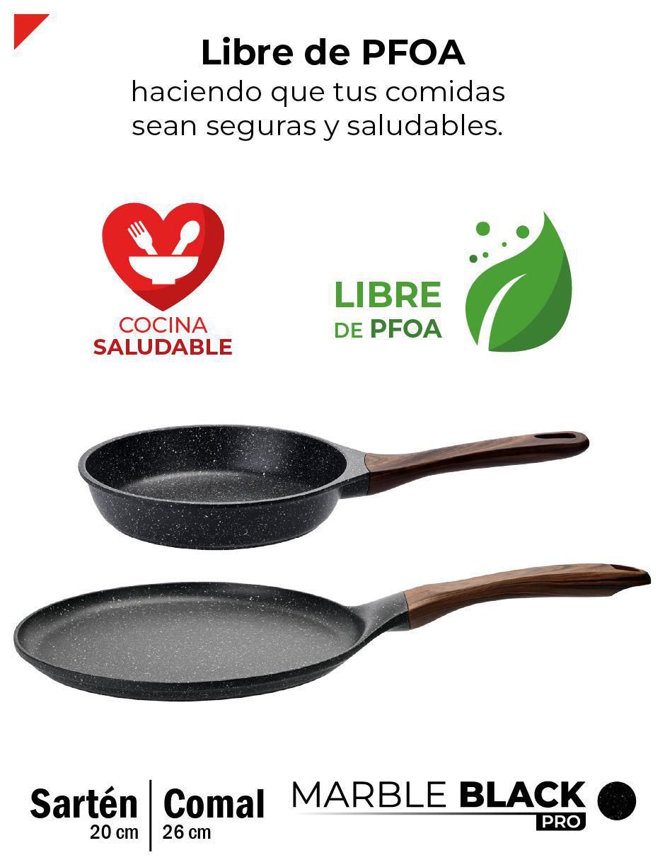 Set de sartenes Marble Black Pro de aluminio fundido 2 piezas 6