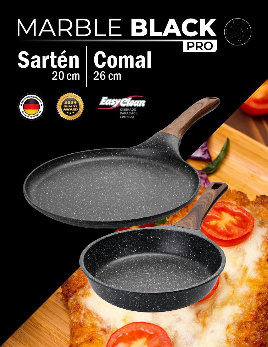 Set de sartenes Marble Black Pro de aluminio fundido 2 piezas 8
